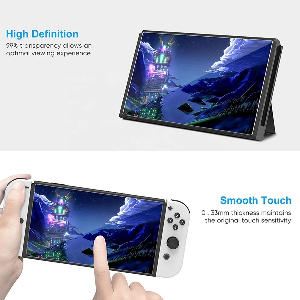 Nuglas premium 2.5d clear game player tempered glass screen protector for Nintendo switch oled