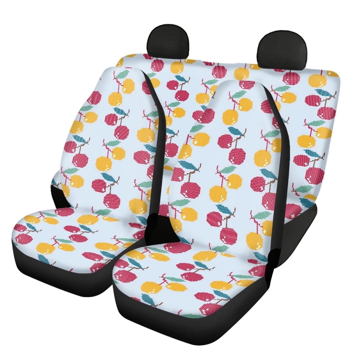 New Fashion Low Price Wholesale Cheap Car Seat Covers Full Set Luxury Summer Fruit Cherry Pattern Print Universal Seat Cover