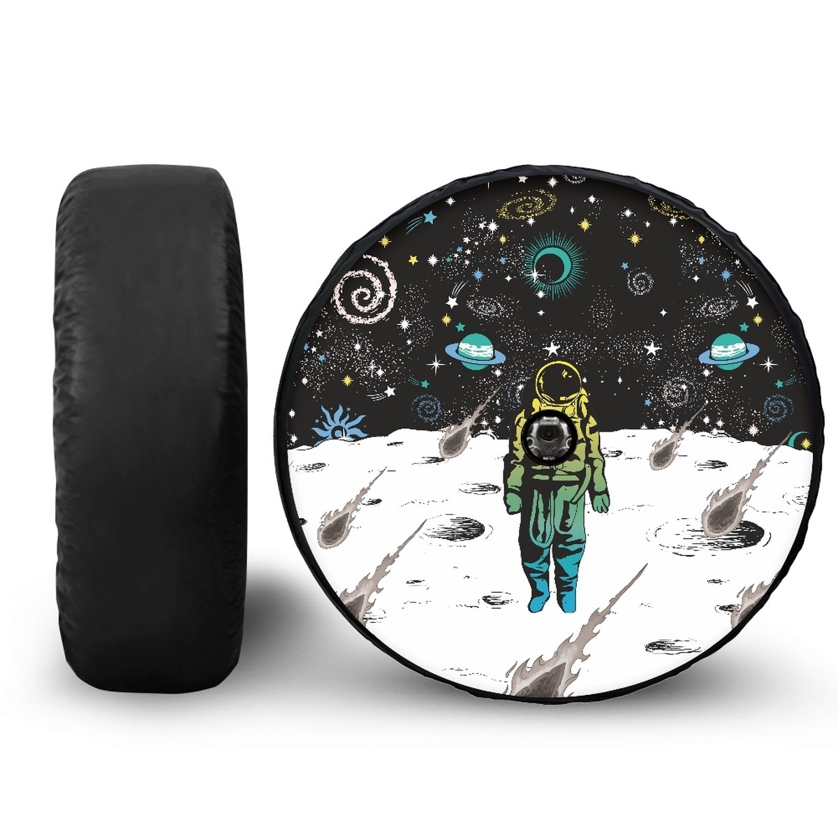 Universal Car Accessories Astronaut Spaceman Image Pattern Custom Vehicle Parts Car Accessories Tyre Protection Cover With Holes