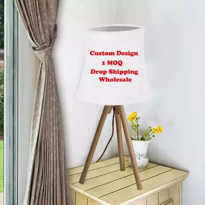 Print On Demand Sublimation Blank Custom Pattern Text Color Polyester Lampshade Fabric Lamp Covers Shades With Metal Wire Frame