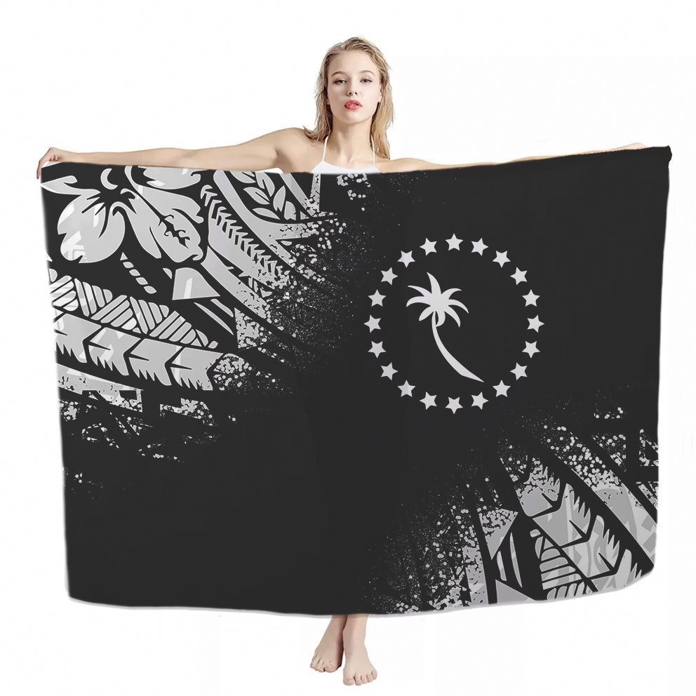 Polynesian Chuuk Micronesia Tribal Coconut Tree/Hibiscus Purple Pattern Iavalava Sarong Hotel Towel Custom Beachwear Swimwear