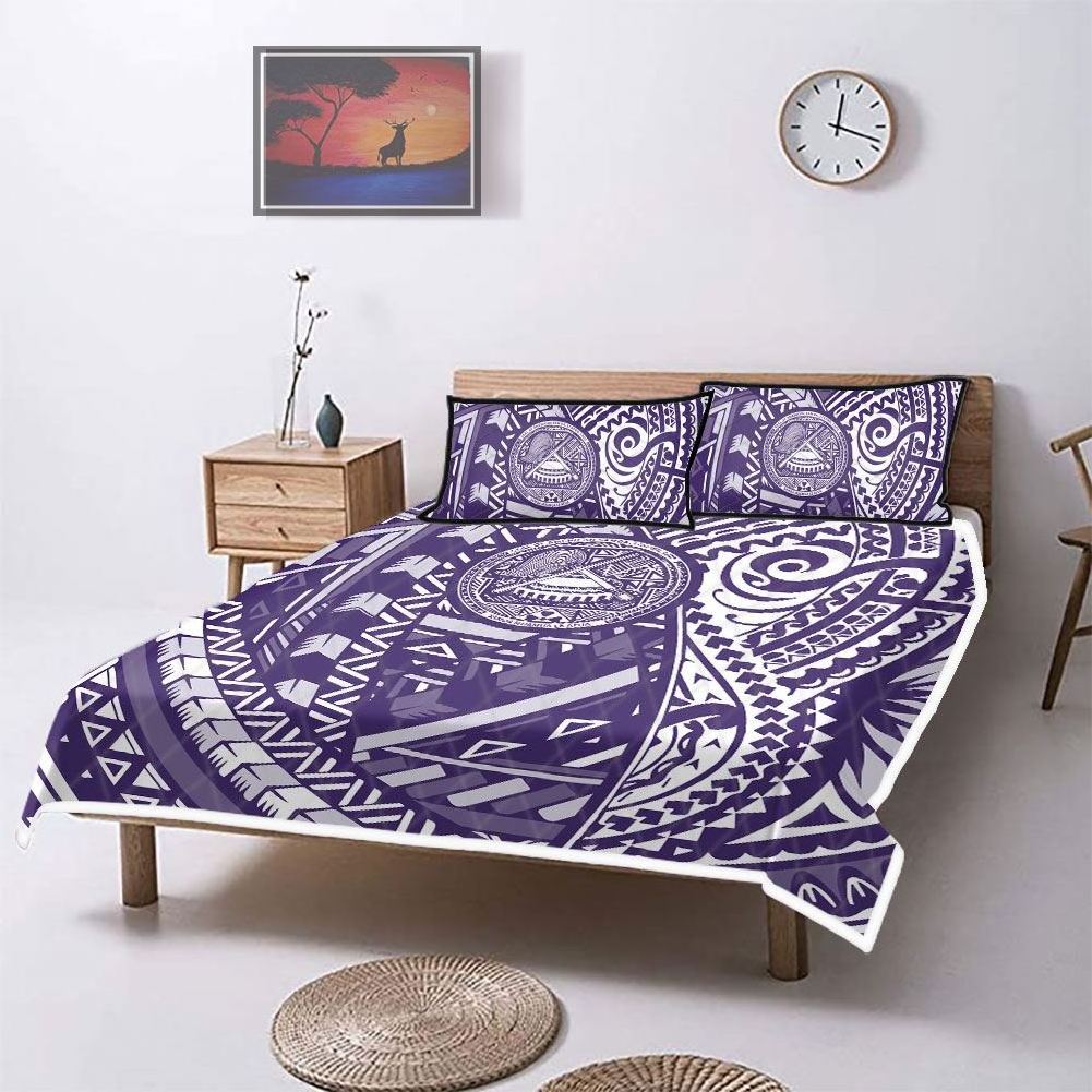 Custom  Polynesian Tribal Samoa Chuuk Print Thin Quilt Bedding Set Luxury Polyester Quilt Bed Set Summer Black Quilt Comforter