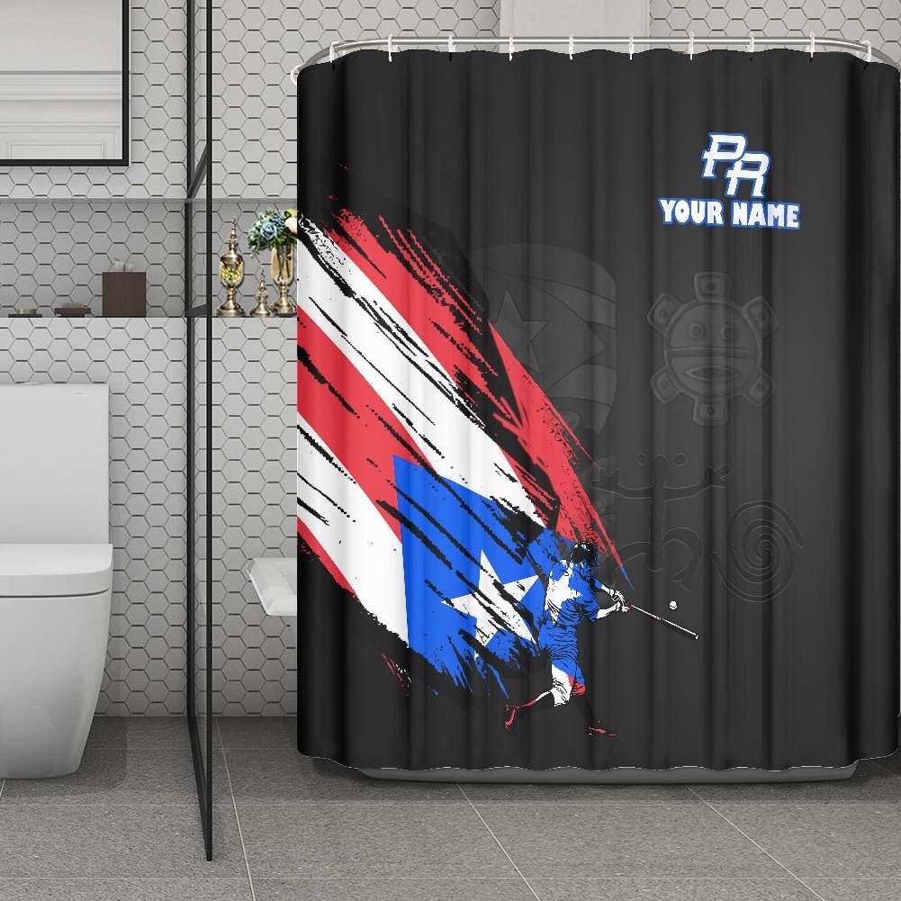 Wholesale Shower Curtains Custom Puerto Rico Flag Shower Curtain Bathroom Print On Demand Designer Fabric Shower Curtains Sets