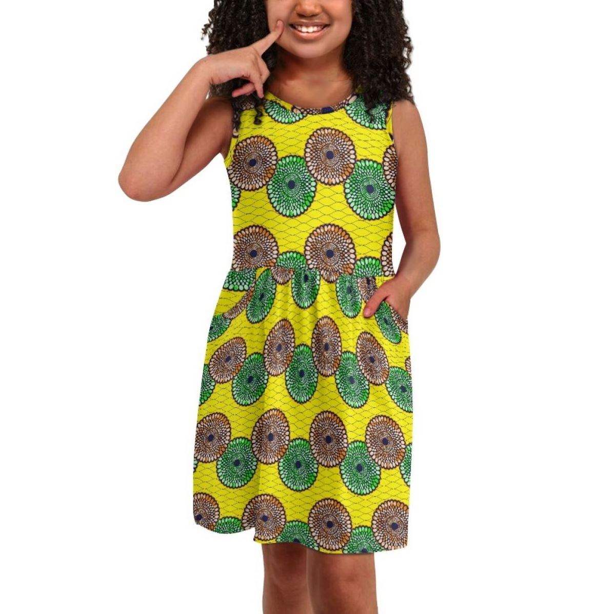 Sundress With Pocket Summer Kids Party Fashion Custom african kitenge Print designs Clothes Toddlers Tank Dress For Girls 2023