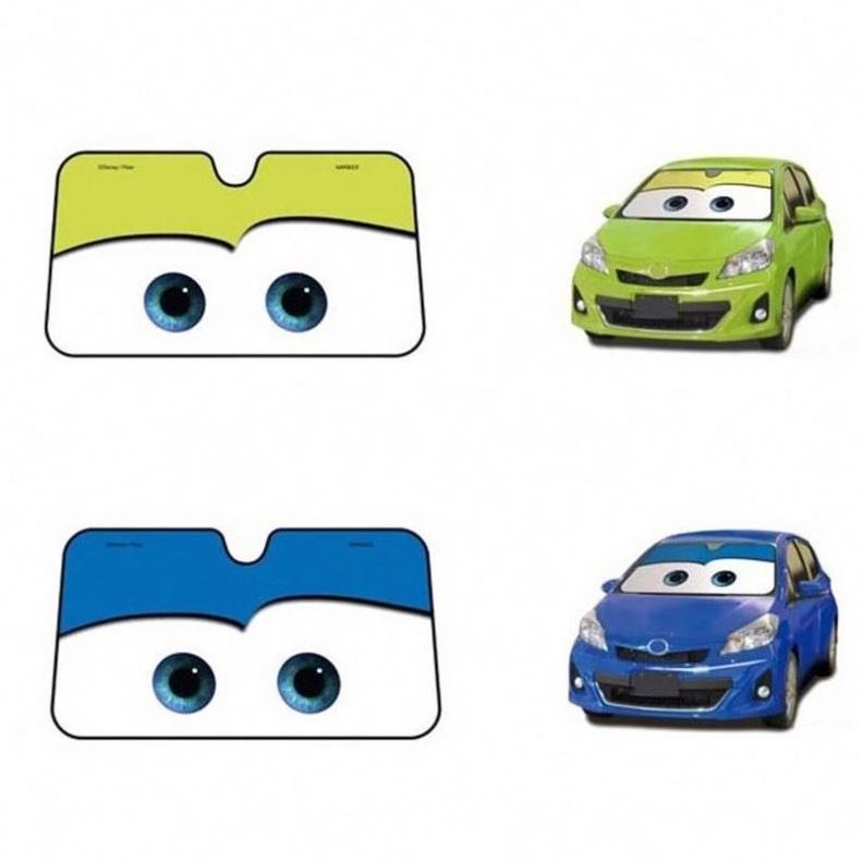 Custom Design Car Sun Visor Cartoon Eyes Cute Car Windscreen Windshield Car Sunshade Protection Automatic 2021