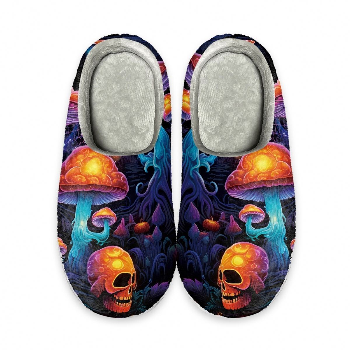 Autumn And Winter Ghost Pumpkin Smile Halloween Cotton Slippers Indoor Non-Slip Warmth Print On Demand Slippers For Man Women