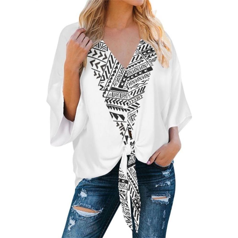 2024 Streetwear Cardigan Polynesian Tribal Black and White Pattern Print Custom Women's Short Sleeve Blouses Shirts