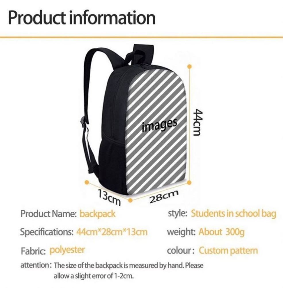 Wholesale Gothic Cats Mouth Designers Bookbags School Bags Set Sublimation School Bags For Kids Waterproof School Backpack