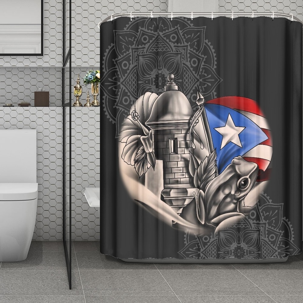 Wholesale Shower Curtains Custom Puerto Rico Flag Shower Curtain Bathroom Print On Demand Designer Fabric Shower Curtains Sets