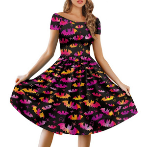 Custom Made Beauty Comfortable Off Shoulder Short Sleeve Dress Formal Casual Hallowmas Trick or Treat Evening Skirt