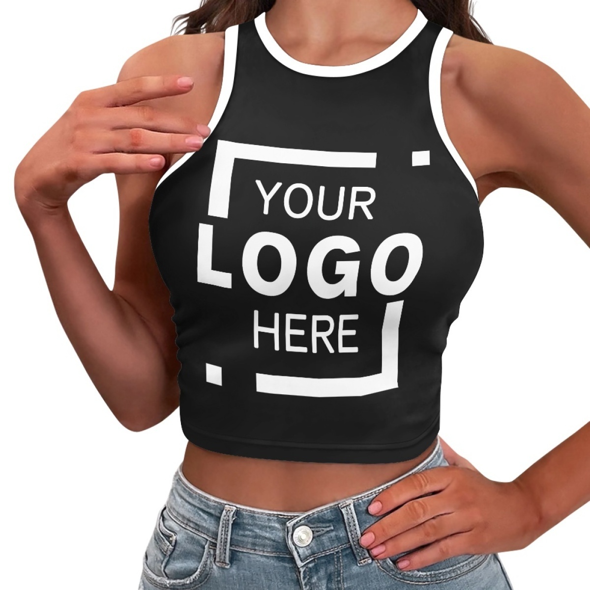 Factory Supply T-Shirt Print On Demand Fashionable Versatile X-Shaped Back Design Tight-Fitting Vest Midriff-Baring Crop Top