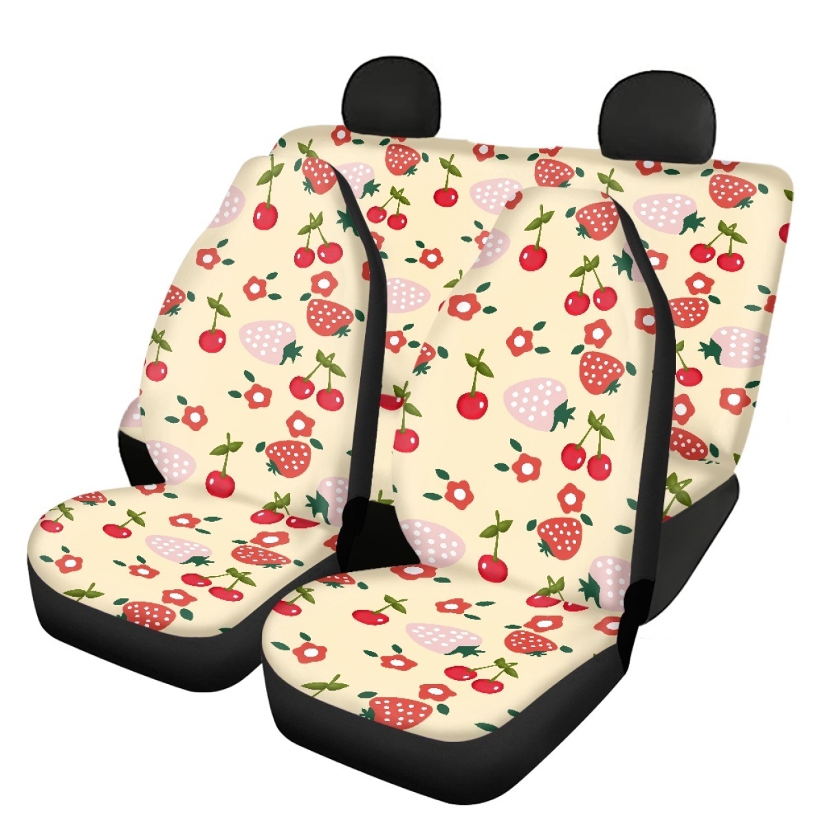 New Fashion Low Price Wholesale Cheap Car Seat Covers Full Set Luxury Summer Fruit Cherry Pattern Print Universal Seat Cover