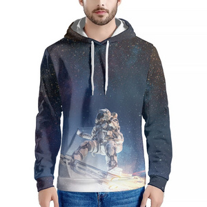 Fashion Sweatshirt Hoodie Polyester  Astronaut Rides A Rocket In Space Pullover Circle Style Hoodie All Over Print Thin Hoodie