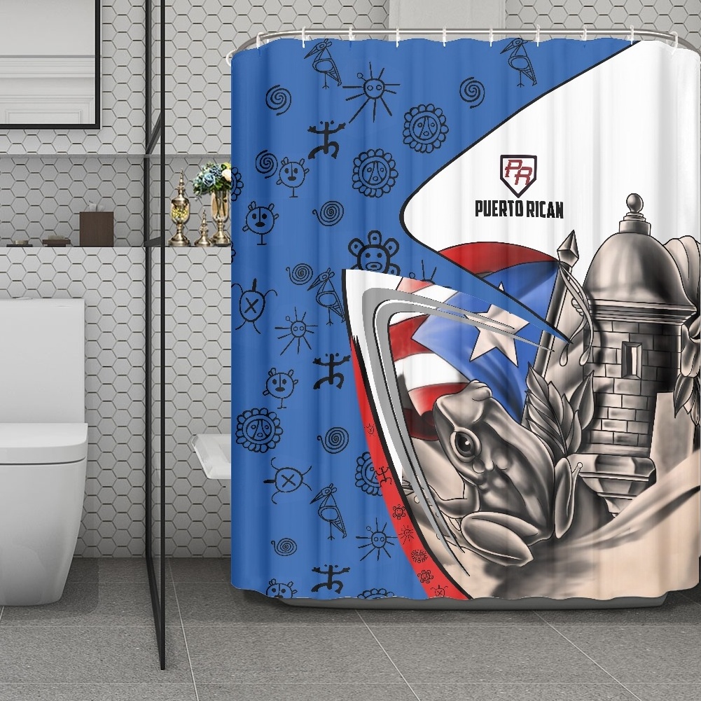 Wholesale Shower Curtains Custom Puerto Rico Flag Shower Curtain Bathroom Print On Demand Designer Fabric Shower Curtains Sets