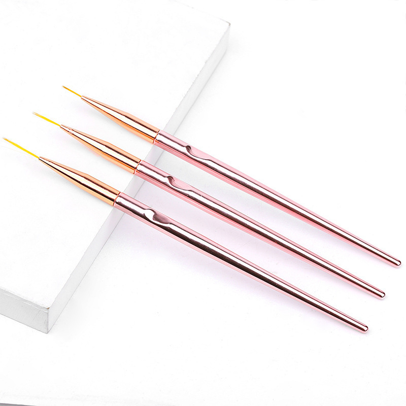 3pcs/set of nail drawing brush rose gold plating rod color drawing glue blending brush factory stock wholesale