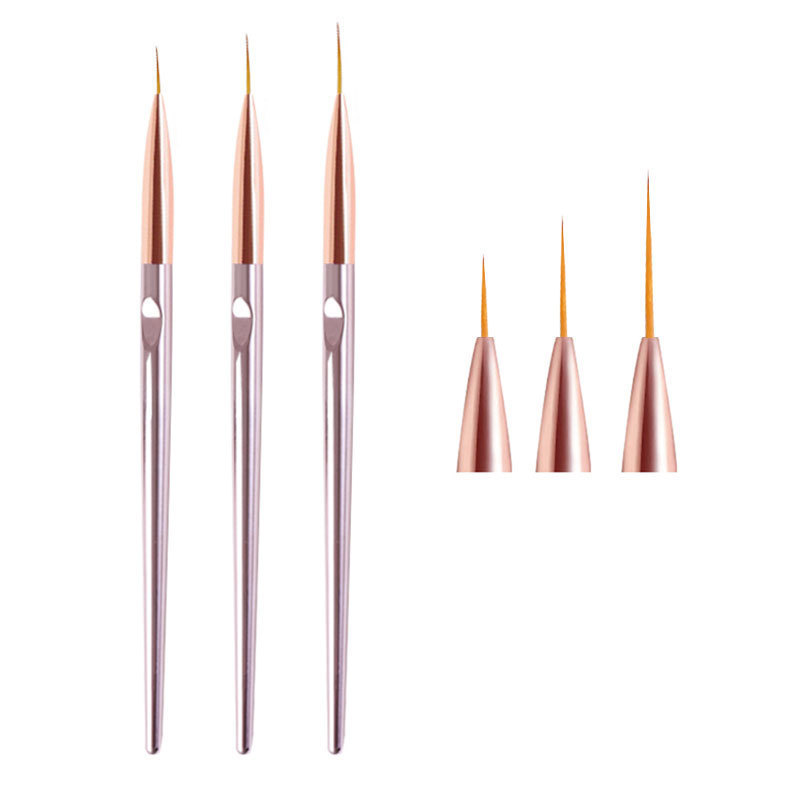 3pcs/set of nail drawing brush rose gold plating rod color drawing glue blending brush factory stock wholesale