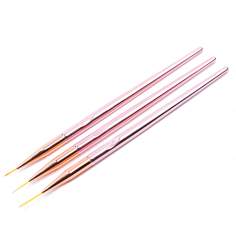 3pcs/set of nail drawing brush rose gold plating rod color drawing glue blending brush factory stock wholesale