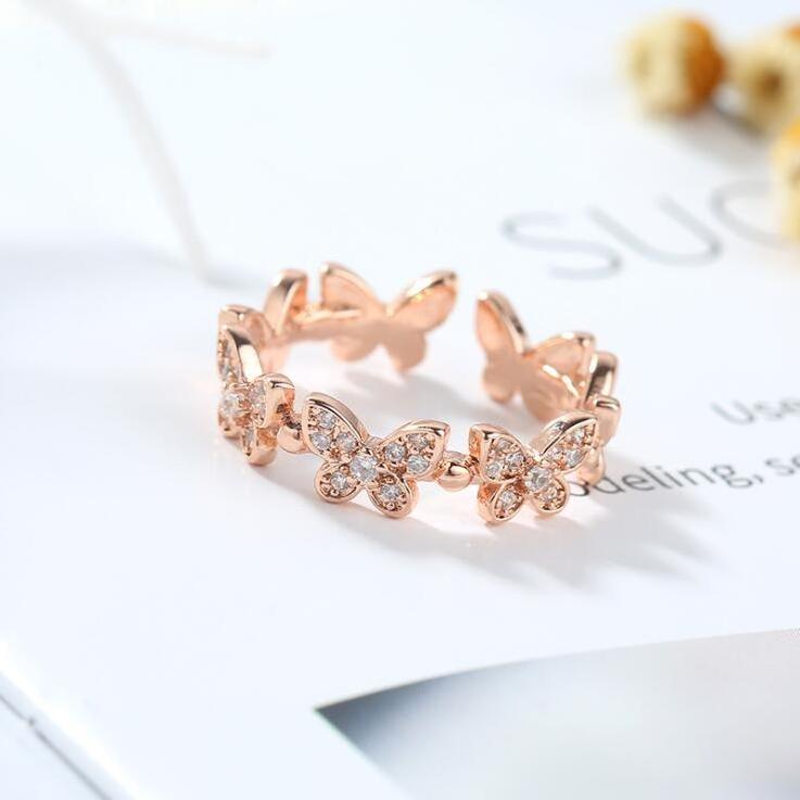 New Fashion Dancing Moving Butterfly Rings Dainty Insect Rings For Women Jewelry