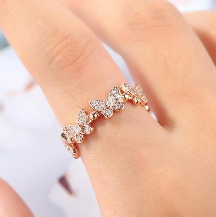 New Fashion Dancing Moving Butterfly Rings Dainty Insect Rings For Women Jewelry