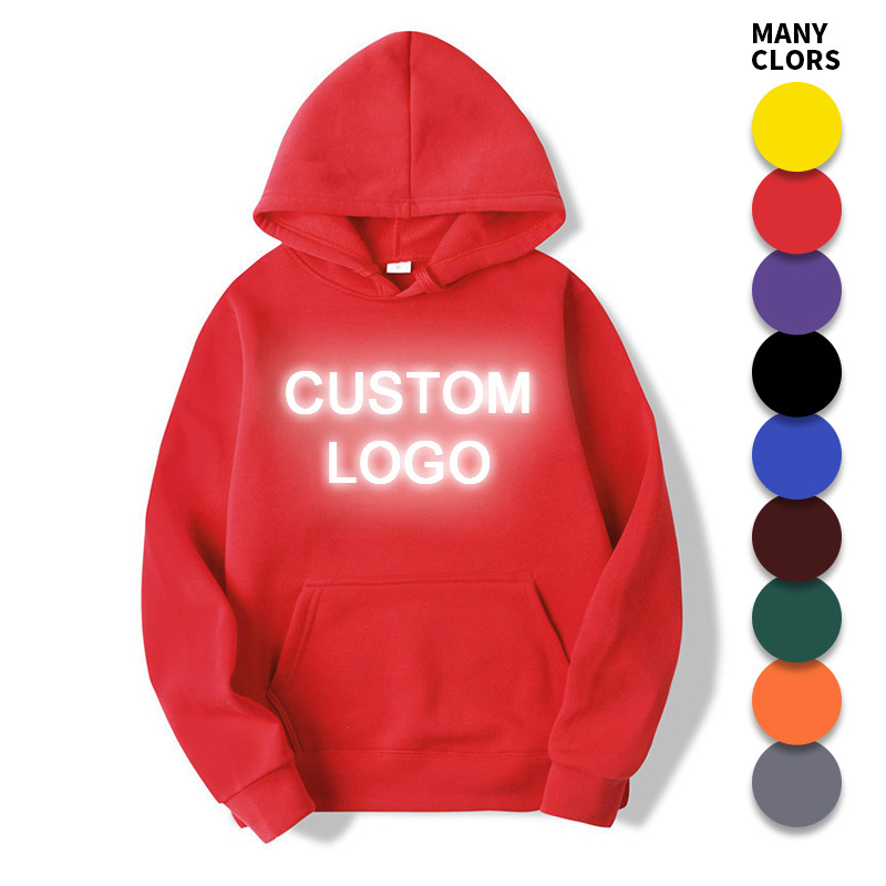 Custom logo oversized hoodies blank cotton thick fleece unisex 320 350 400 450 550 gsm hoodies pullover men reflective hoodies