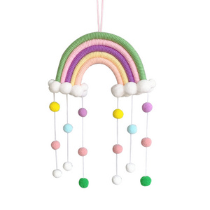 Kids Room Nursery Decor Handwoven Rainbow Macrame Wall Hanging Baby Cot Rainbow Macrame Decoration