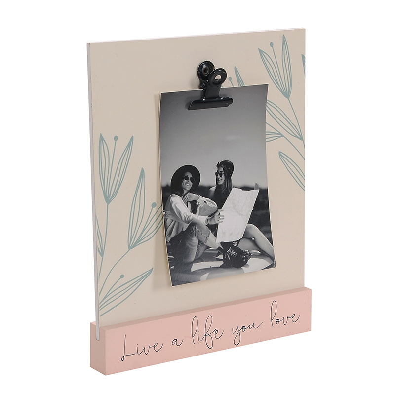 Wood Photo Holder in Base with Clip picture frame for Lover