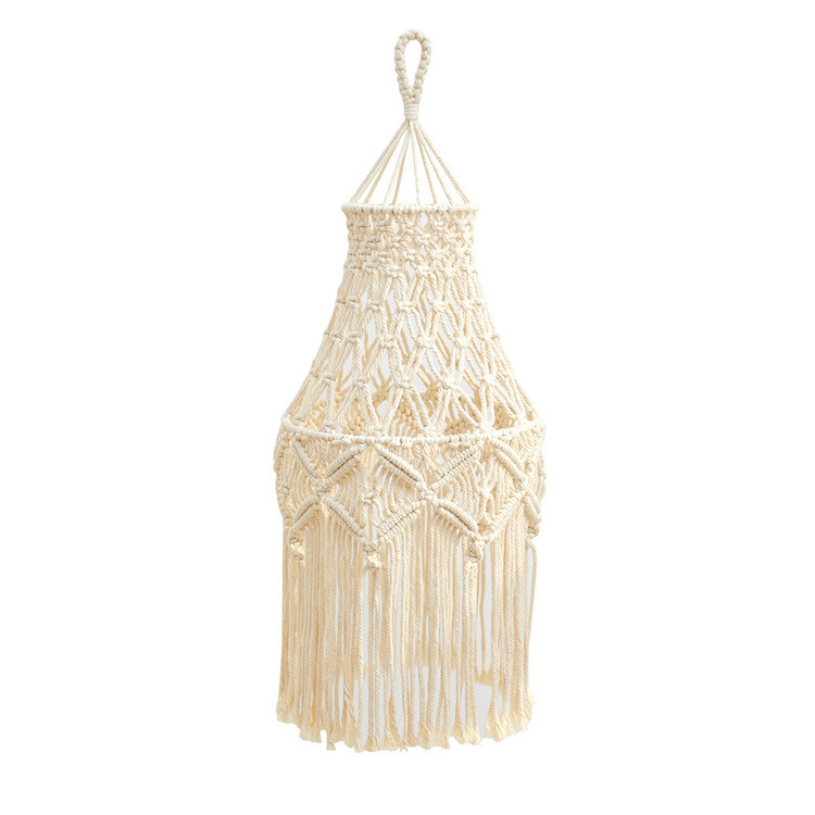 Macrame Handmade Lamp Shade Boho Hanging Pendant Light Cover Chandelier Shade For Modern Office Bedroom