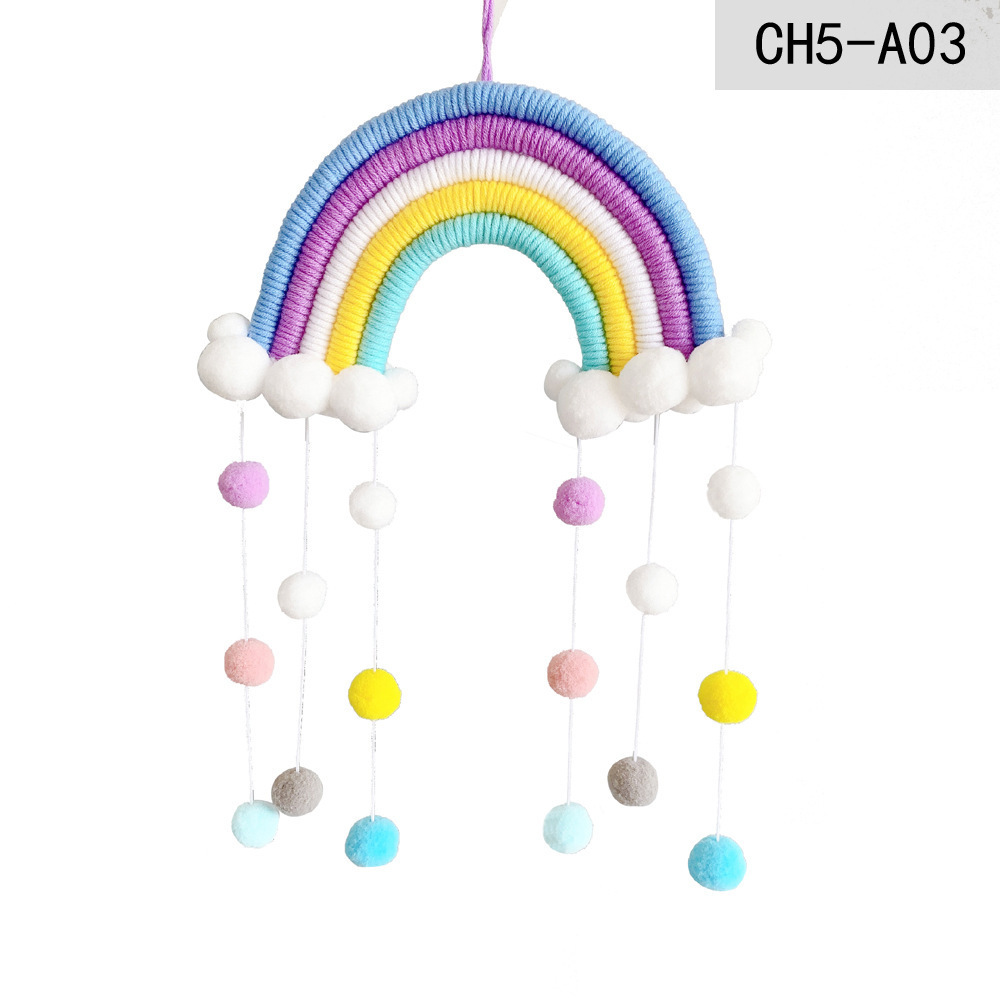 Kids Room Nursery Decor Handwoven Rainbow Macrame Wall Hanging Baby Cot Rainbow Macrame Decoration