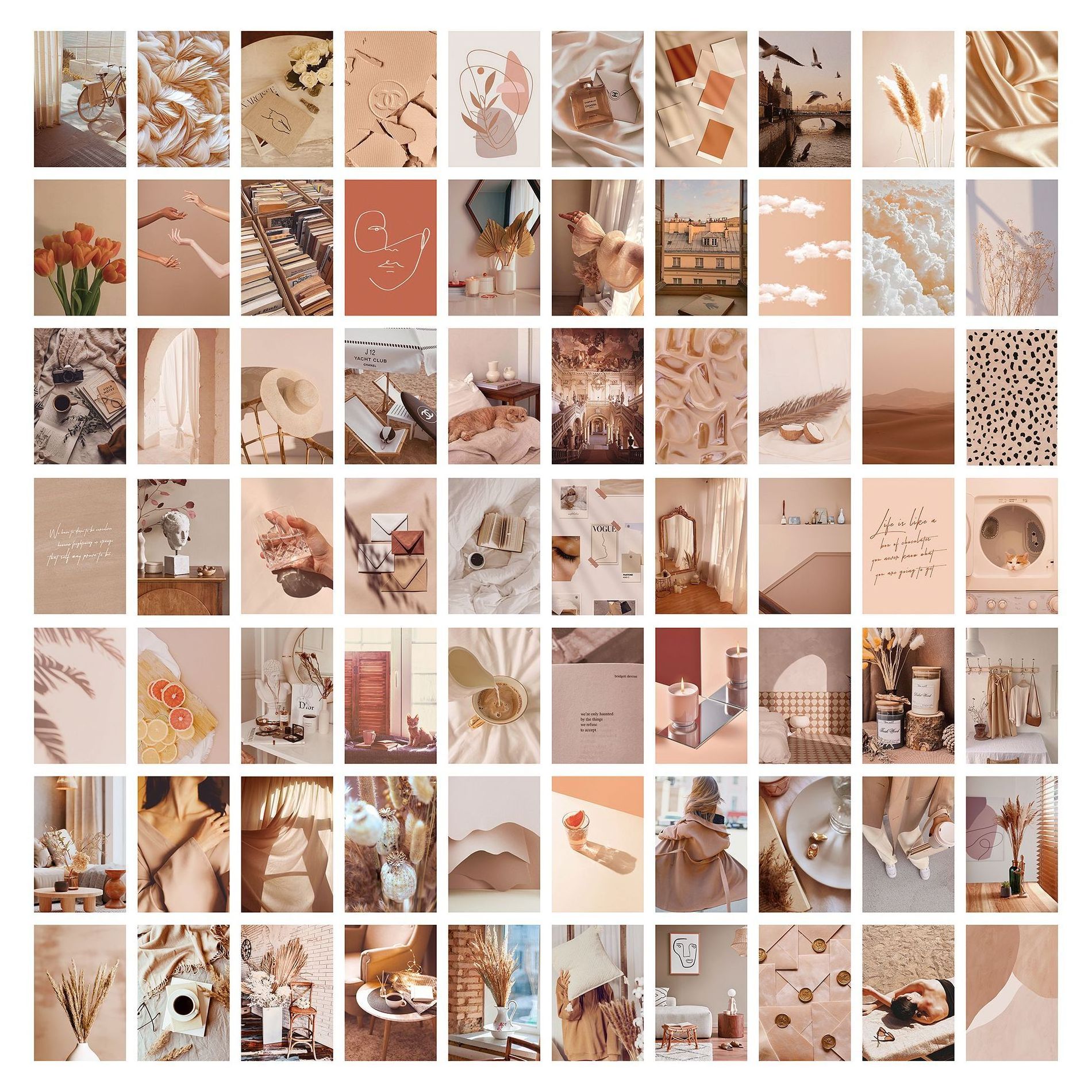 50 Pieces Beige Picture Bedroom Art Photo Aesthetic Wall Collage Kit  Paper Print 4x6 inch