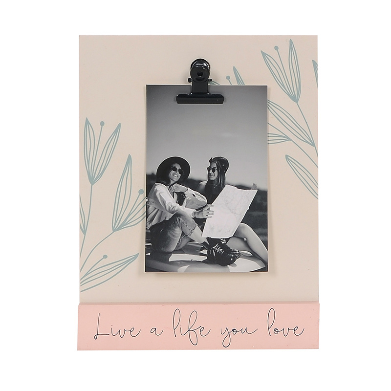 Wood Photo Holder in Base with Clip picture frame for Lover