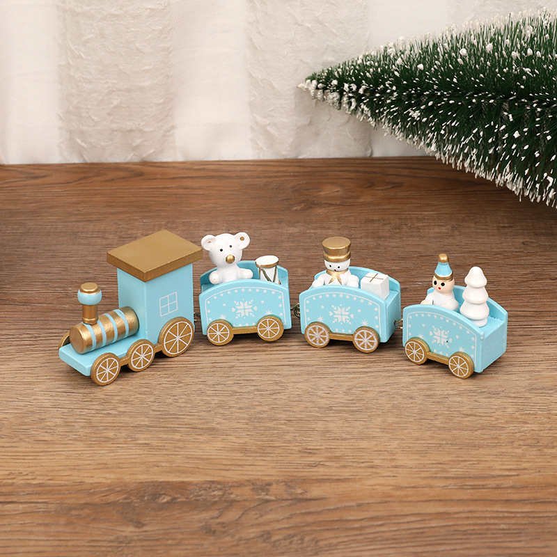 Christmas Wooden Train Mini Train Decor Set for Christmas Party  Kids Gift Set Under Christmas Tree Decorations