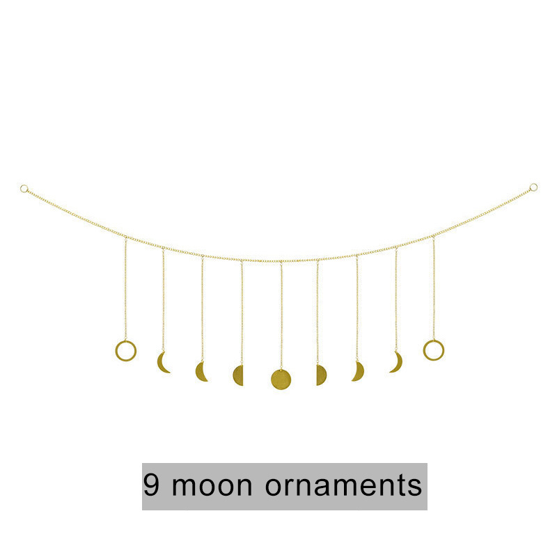 2022 Hot Sales Moon Phase Wall Hanging 9 Moons Garland Decor Boho Home Decoration Shining Gold or Silver for bedroom dorm