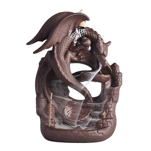 Ceramic Backflow Dragon Incense Burner Creative Home Decor Chinese Dragon Censer for Home Decoration