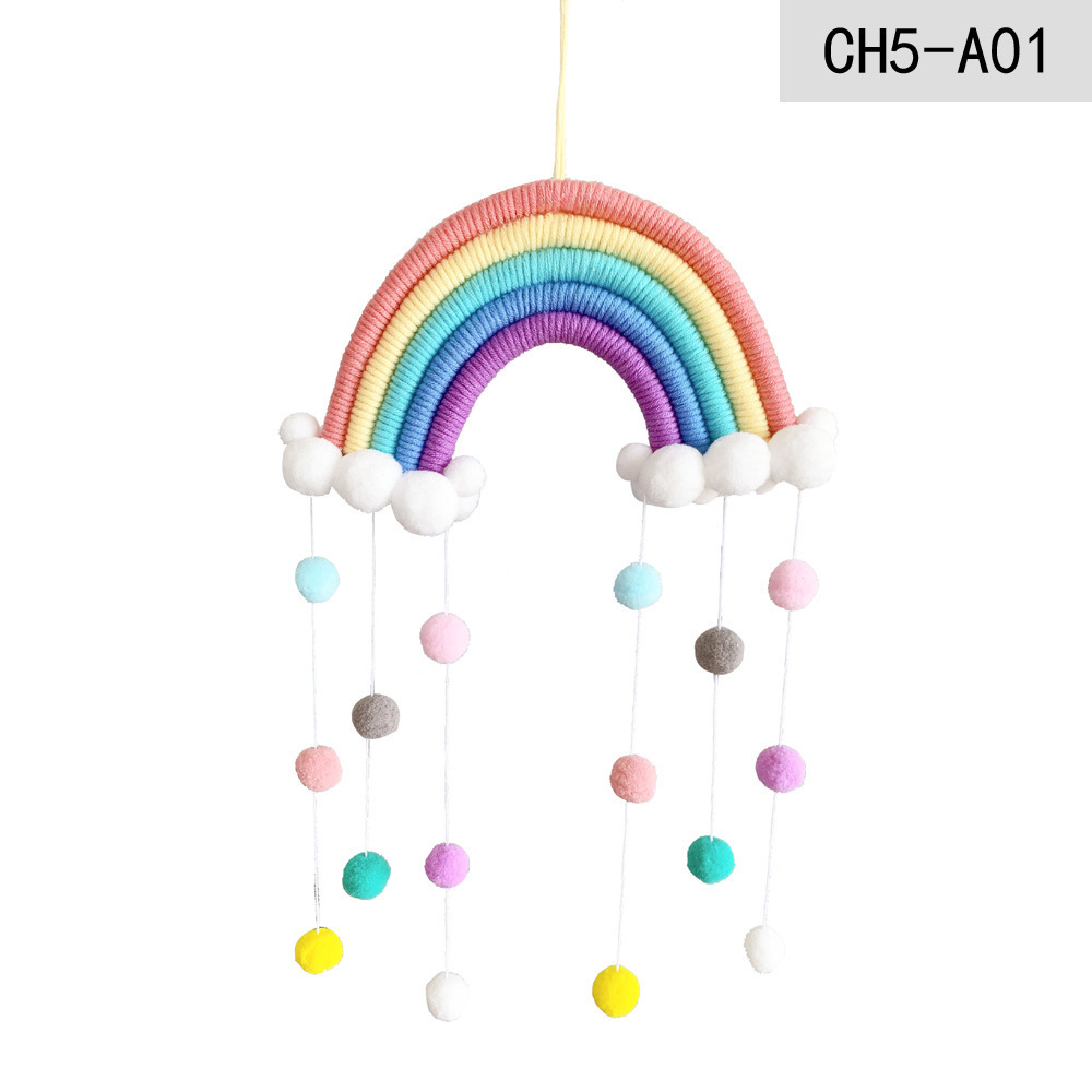 Kids Room Nursery Decor Handwoven Rainbow Macrame Wall Hanging Baby Cot Rainbow Macrame Decoration