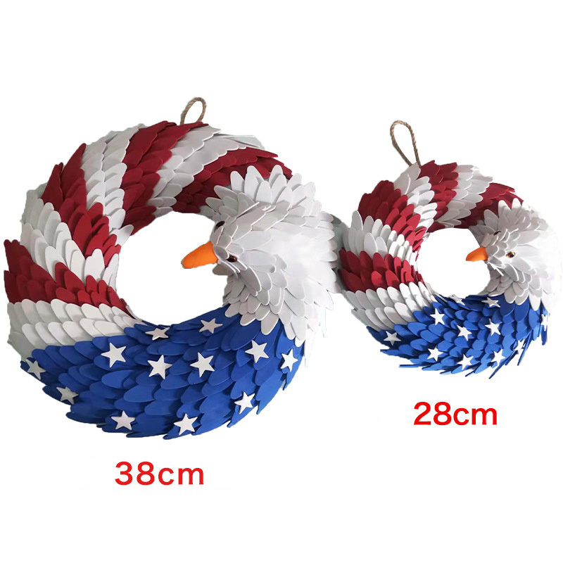 Independence Day Wreath USA July 4th Decoration Blue Star 28/38CM EVA Christmas Eagle Wreath