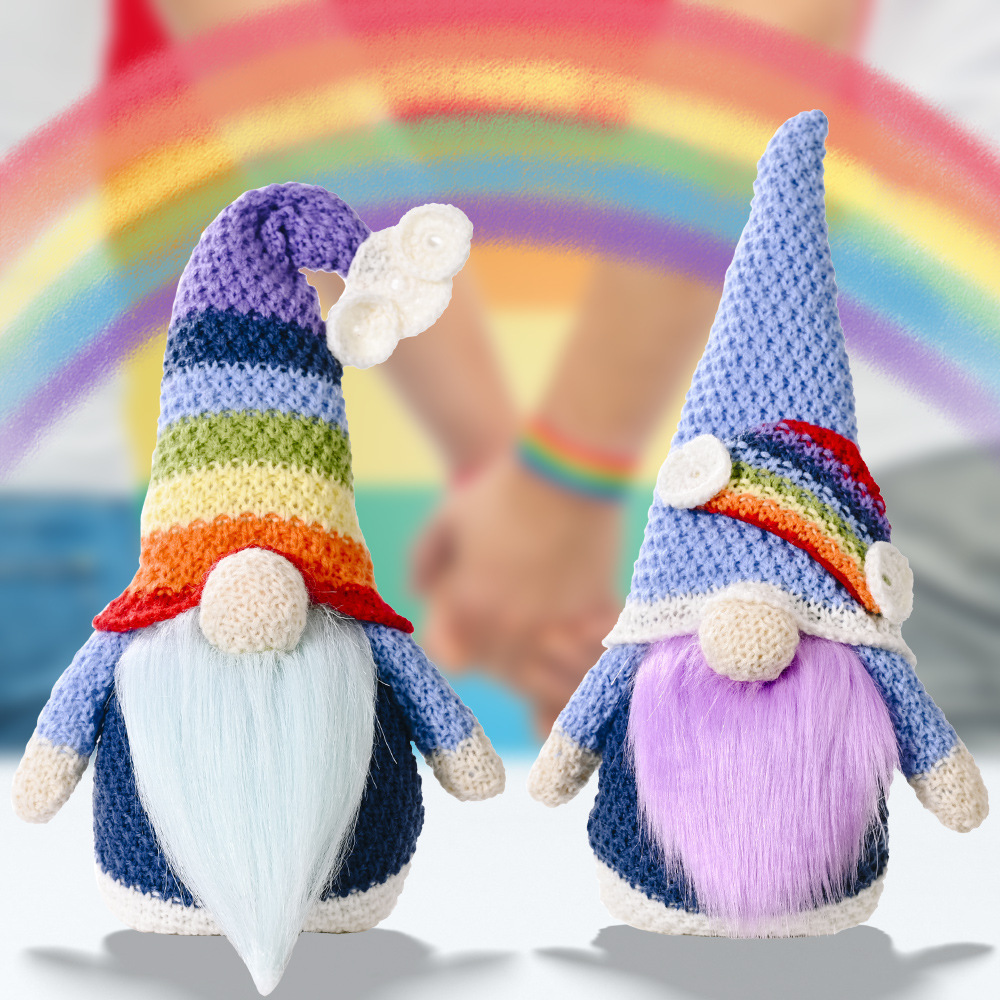 Xmas Rainbow Plush Doll Christmas Gnome Handmade Cute Plush Gnomes For Home Wall Christmas Tree Decoration