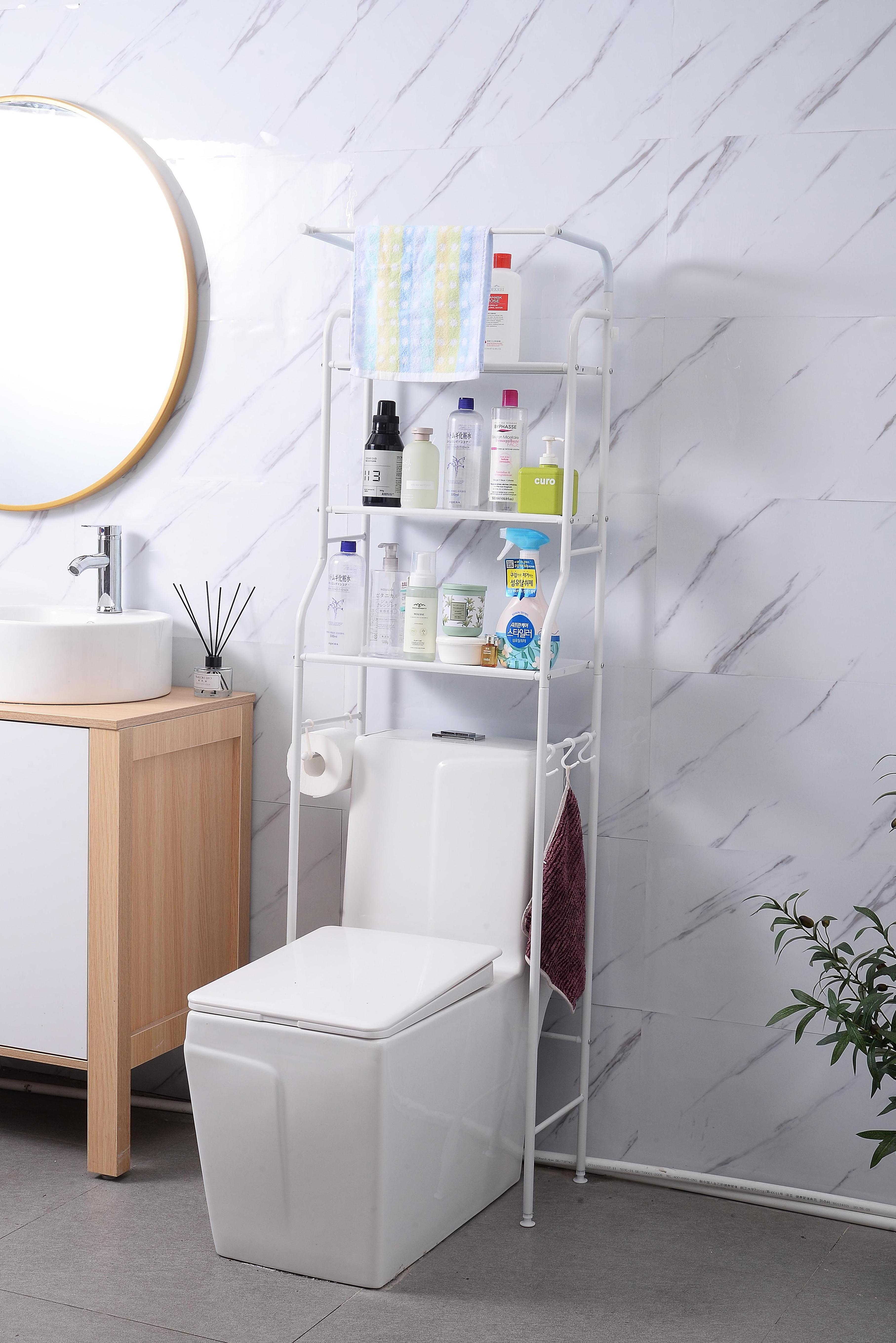 3 Layer Toilet Rack Metal Bathroom Over the Toilet Sailboat Storage Rack Multi-functional Balcony Washing Machine ShelfFloor