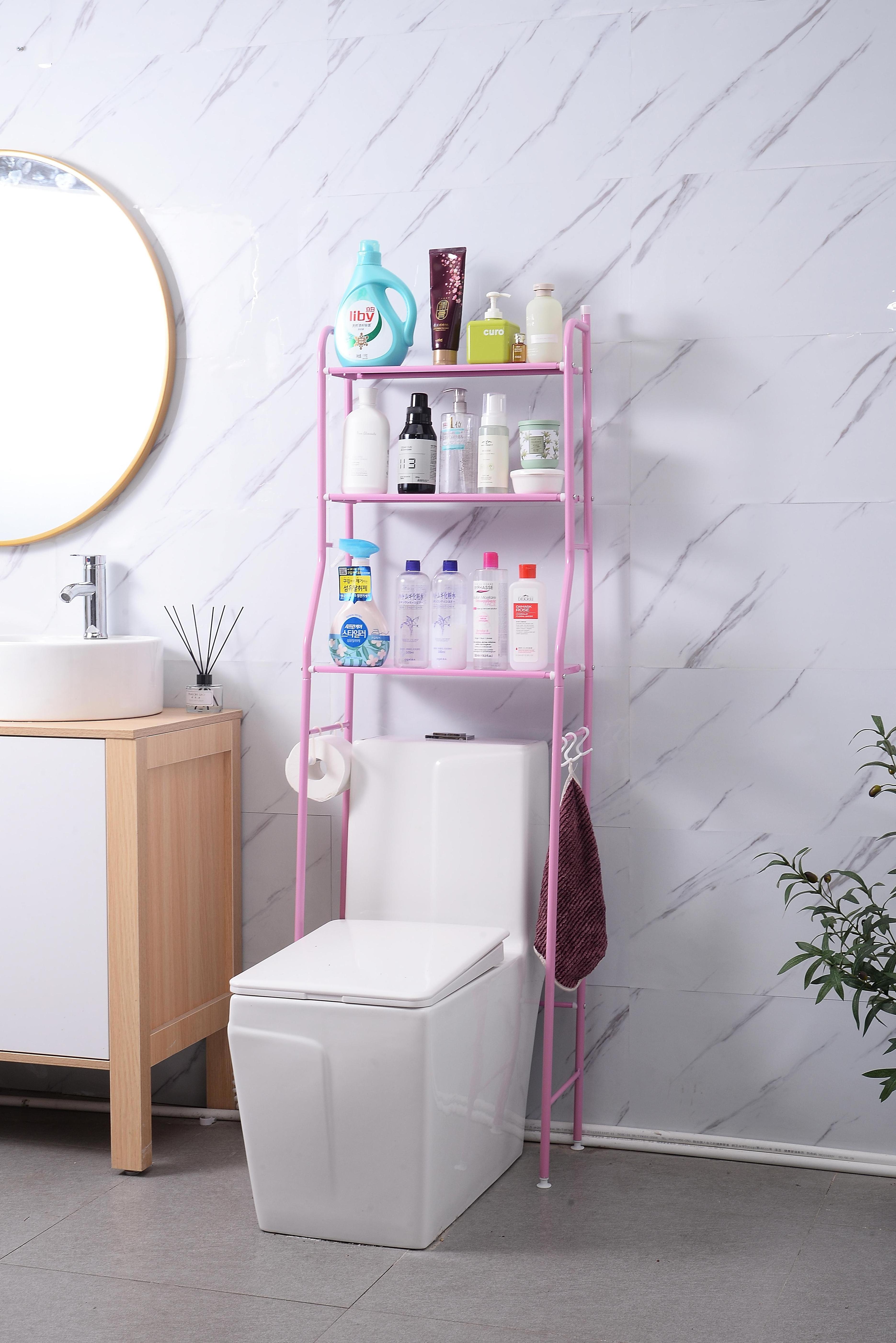 3 Layer Toilet Rack Metal Bathroom Over the Toilet Sailboat Storage Rack Multi-functional Balcony Washing Machine ShelfFloor