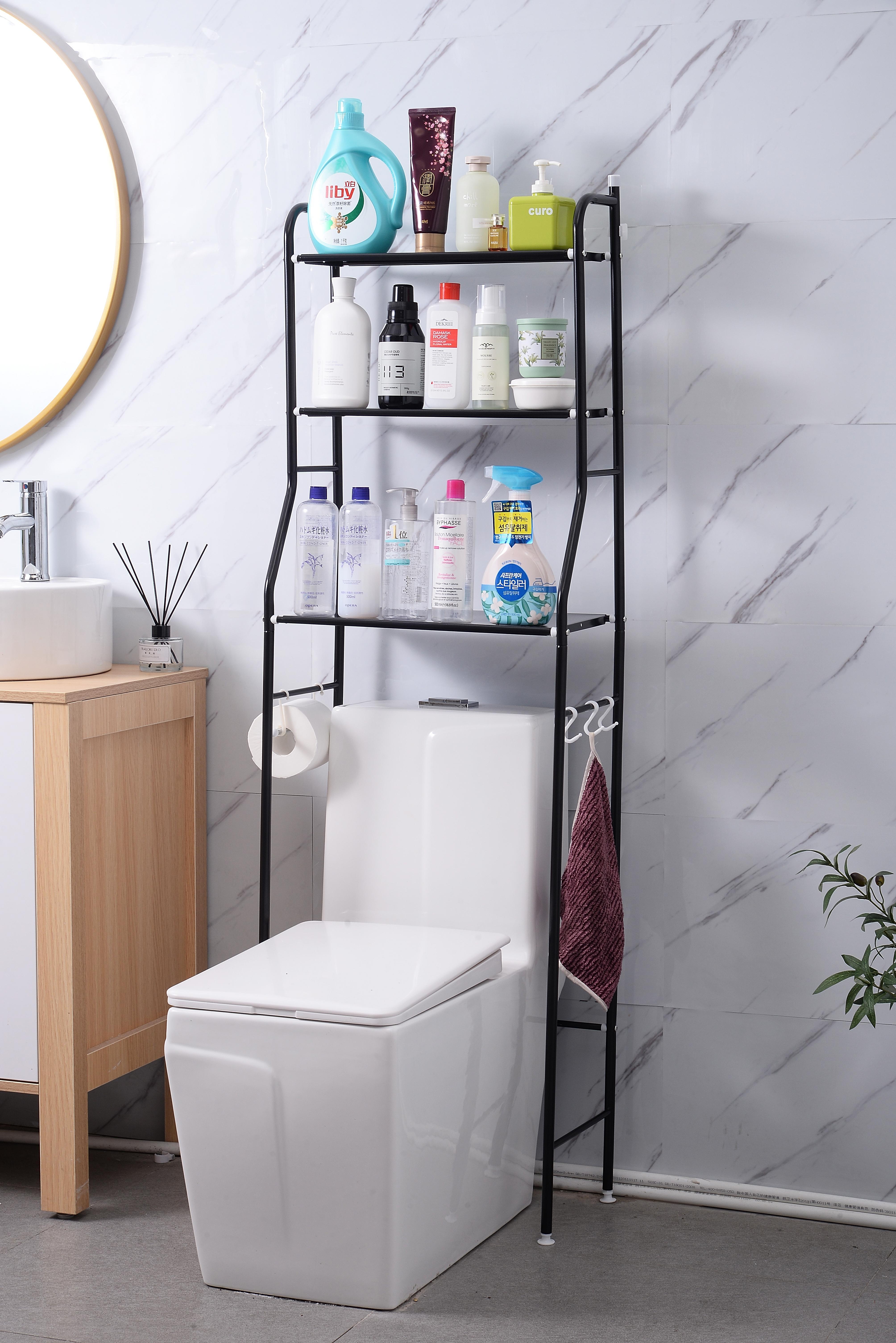 3 Layer Toilet Rack Metal Bathroom Over the Toilet Sailboat Storage Rack Multi-functional Balcony Washing Machine ShelfFloor