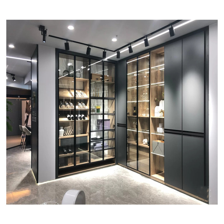 Luxury Glass Door Wardrobe Wooden Modern Lock Home Furniture Design Bedroom Closet