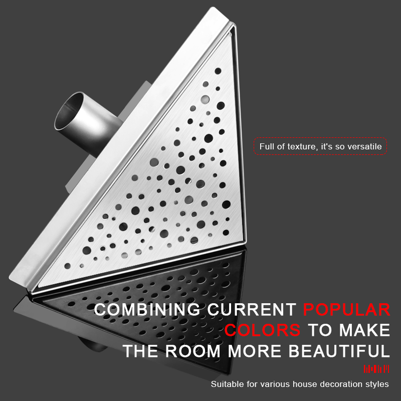 Anti Odor Siphon Bathroom SUS304 Stainless Steel Triangle Floor Drain Triangular Shower Corner Drain