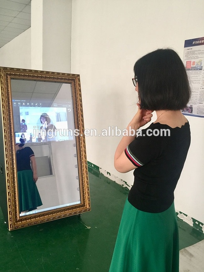 62'' Mirror 55'' touch screen  photo booth kiosk with camera and printer for party and wedding