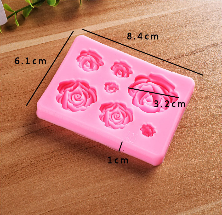 S75 7 cavity Rose Flower Candle 3D Soap Cake Chocolate Silicone mould DIY Baking Mold Decoration