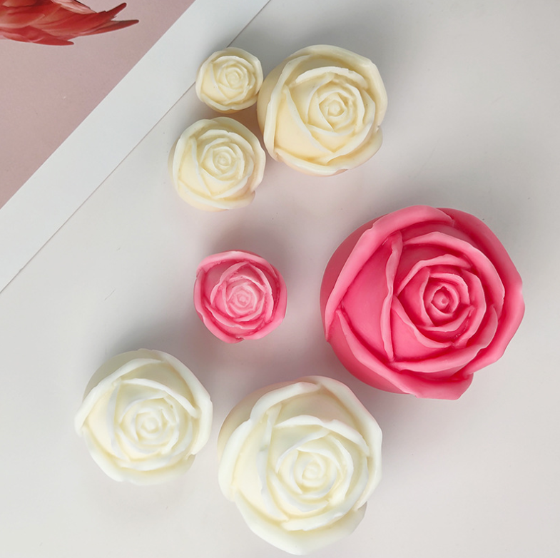 SZ598 Rose flower candle silicone mold 3D Mousse Cake Chocolate decorating silicone baking molds