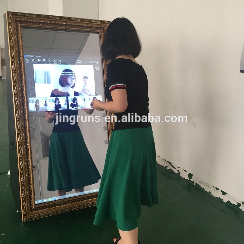 62'' Mirror 55'' touch screen  photo booth kiosk with camera and printer for party and wedding