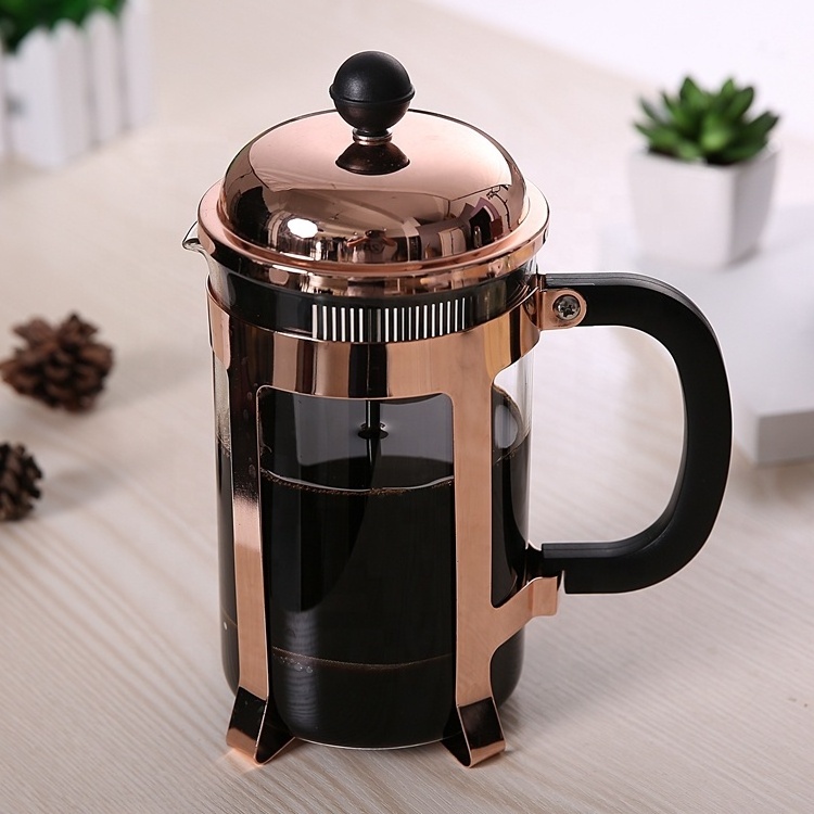 Rose Gold Electroplating Color Coffee Plunger Borosilicate Glass French Press 350ML