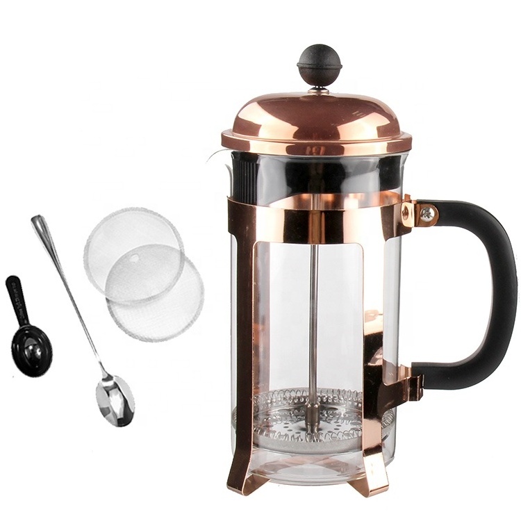 Rose Gold Electroplating Color Coffee Plunger Borosilicate Glass French Press 350ML