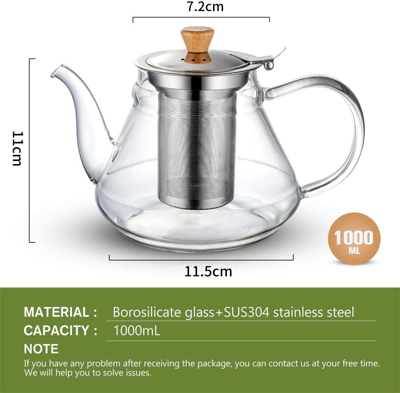 33oz Glass Teapot with Extra Double Wall Cups, Removable Stainless Steel Infuser, Borosilicate Glass Tea Kettle