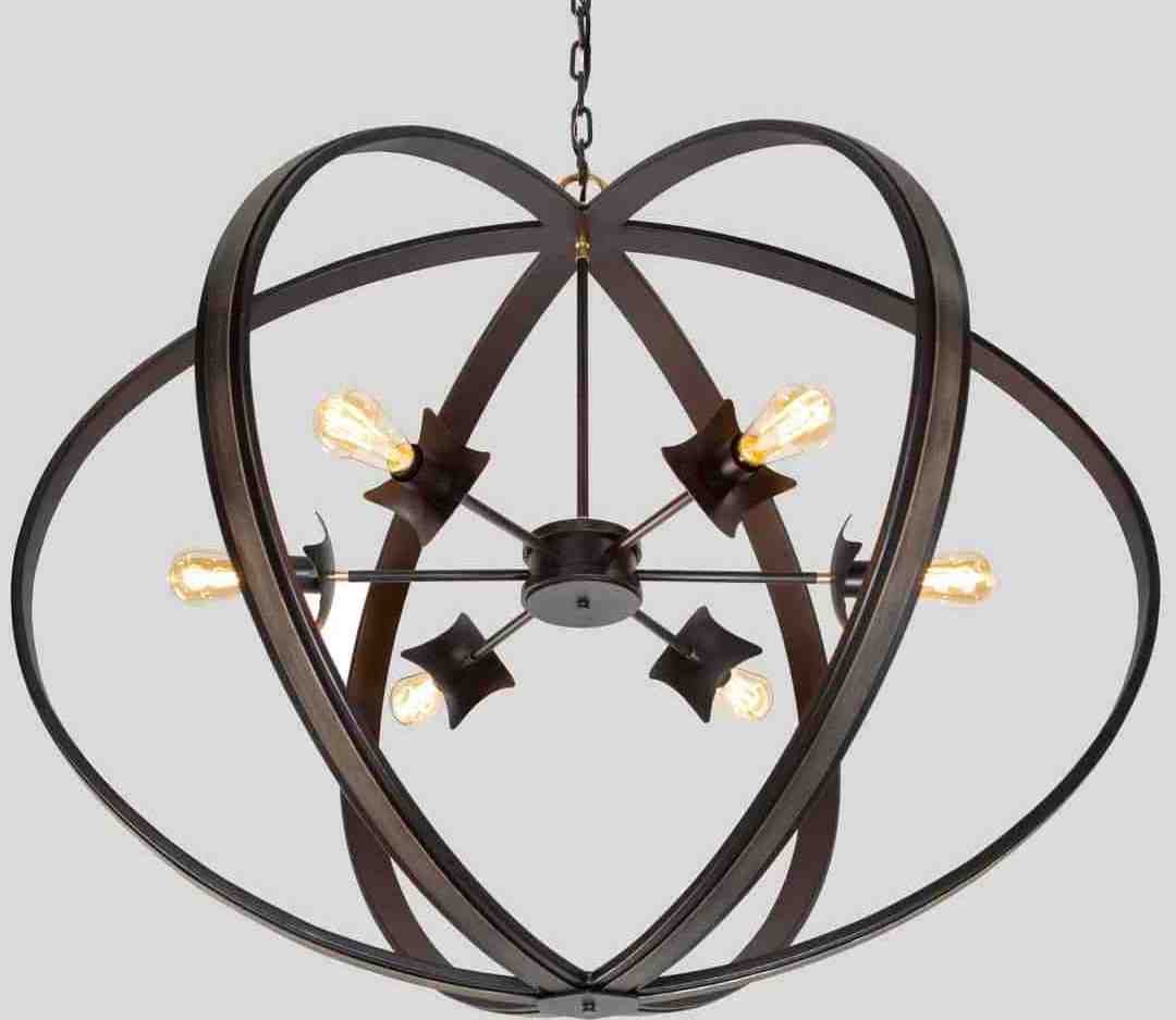 American Style Vintage Iron Circle Hanging Lamp Nordic Simple Retro Chandelier Led Vintage Black Metal Ball Pendant Light