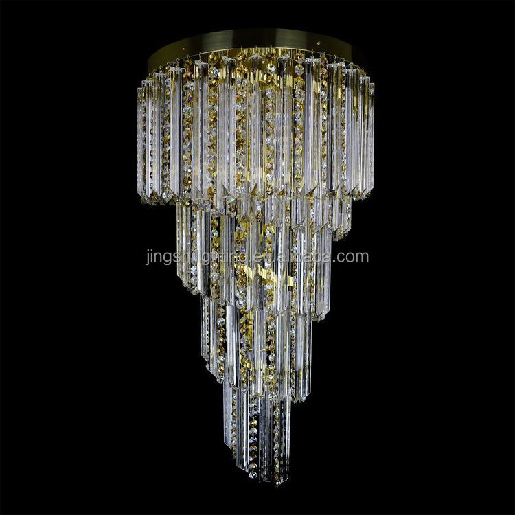 Big square crystal chandeliers & pendant lights long staircase foyer luxury lighting fixtures